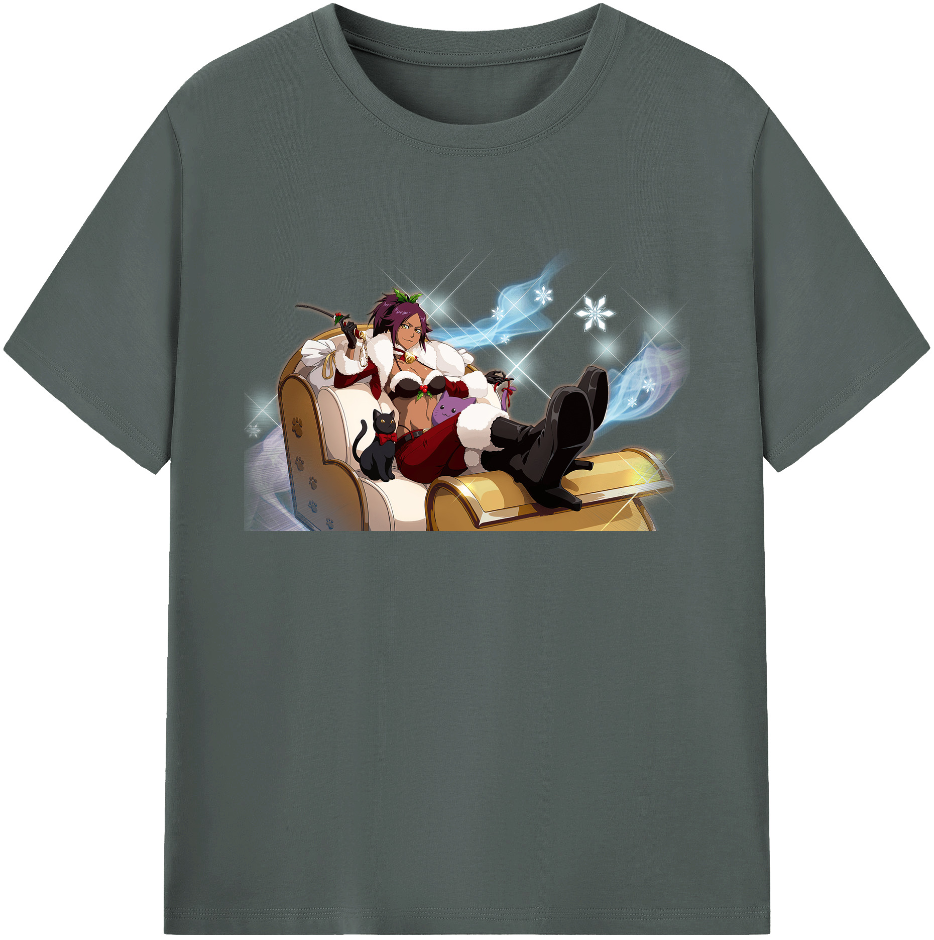 （画像用） ブリーチ 四楓院 夜一（しほういん よるいち） BLEACH Shihouin Yoruichi 綿100％ メンズ半袖Tシャツ｜肌触りやわらか＆通気性